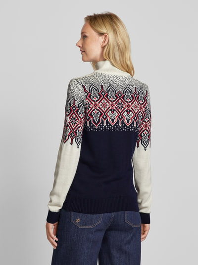 Dale of Norway Sweter z norweskim wzorem i kołnierzem zapinanym model ‘Winterland’ Granatowy 5