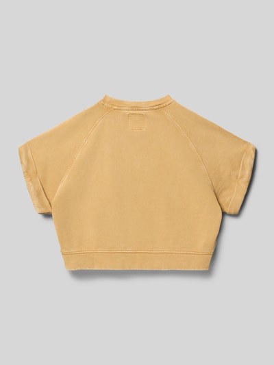 Produktfoto, Cropped T-Shirt mit Statement-Print von Garcia in Beige, Reine Baumwolle, Cropped Fit, Logo-Print, Rückenlänge 38 cm bei Größe 140