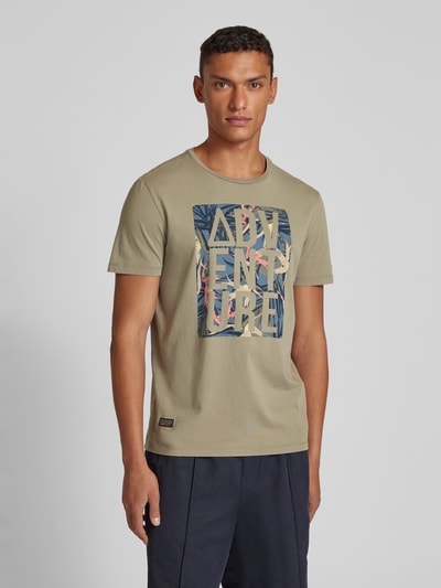 camel active T-shirt met statement- en motiefprint Kaki - 4