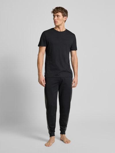 BOSS Relaxed fit sweatpants met labelprint Zwart - 1