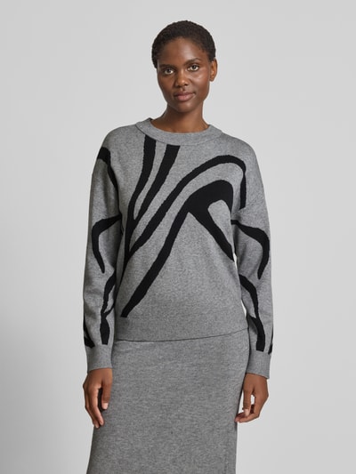 Vila Sweter z dzianiny z mieszanki wiskozy z okrągłym dekoltem Średnioszary 4