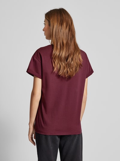 Colourful Rebel Boxy fit T-shirt met labelprint Bordeaux - 5