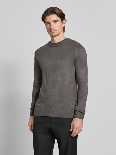 Tom Tailor Denim Sweter o kroju regular fit z prążkowanej dzianiny Średnioszary 4