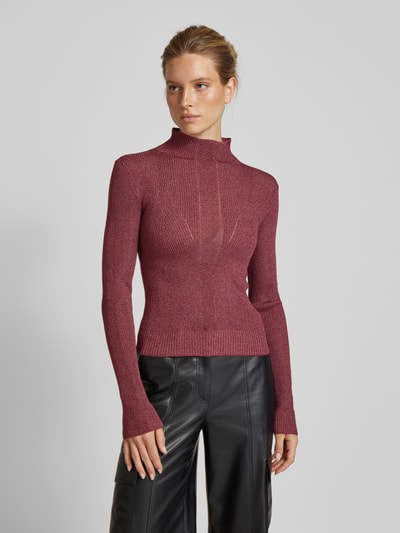 Patrizia Pepe Gebreide pullover met opstaande kraag Bordeaux - 4