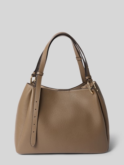 FURLA Torba z prawdziwej skóry z detalem z logo model 'Nuvola' Średnioszary 4