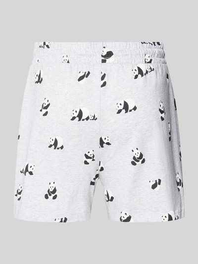 Jake*s Casual Korte pyjamabroek met all-over motiefprint Lichtgrijs gemêleerd - 3