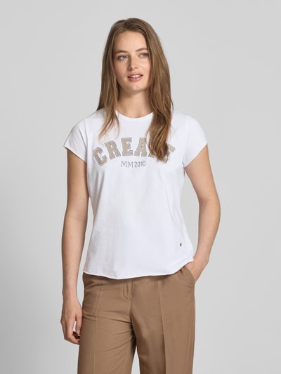 MOS MOSH T-shirt z nadrukiem z logo model ‘Celli’ Złamany biały 4