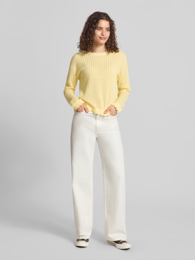 PIECES Boxy Fit Pullover aus reiner Baumwolle Modell 'SCOUT' Hellgelb 1