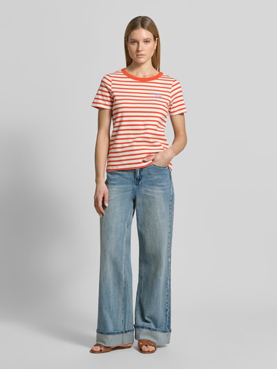 Smith and Soul T-Shirt mit Rundhalsausschnitt und Stitching Orange 1