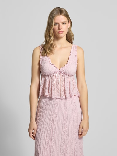 Gina Tricot Top van kant met strikdetail Lila - 4