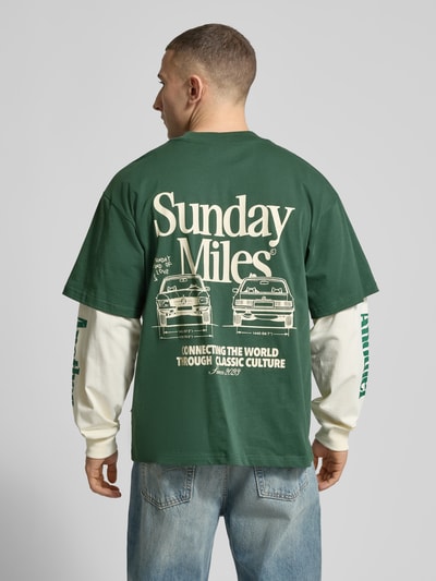 ANOTHER COTTON LAB Relaxed Fit Longsleeve im Double-Layer-Look Modell 'Sunday Miles' Gruen 5