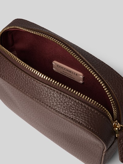 Coccinelle Handtas met labelapplicatie, model 'TEBE' Donkerbruin - 5