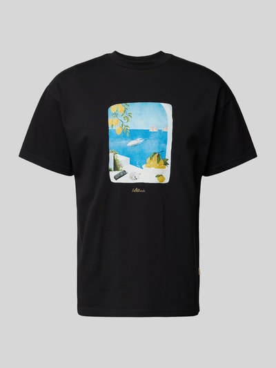 BLKVIS T-shirt met motief- en labelprint, model 'Calmare' Zwart - 2