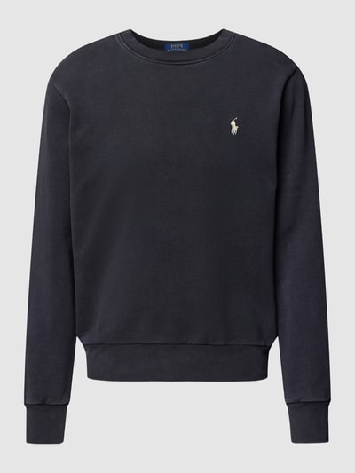 Polo Ralph Lauren Sweatshirt in effen design met labelstitching Zwart - 2