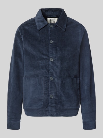 Produktfoto, Hemdjacke mit Eingrifftaschen Modell 'HOLMDRUP' von Casual Friday, dunkelblau, Baumwoll-Mix, Regular Fit, strukturierte Oberfläche.