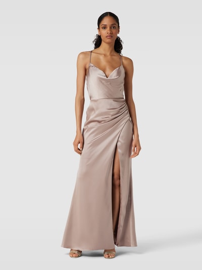 Laona Abendkleid in Wickel-Optik Taupe 4