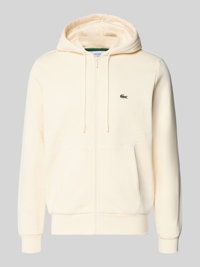 Produktfoto, Regular Fit Sweatjacke aus Baumwoll-Mix von Lacoste, Optik: Unifarben, Reißverschluss, Kapuze, Langarm, Logo-Stitching, Sweat.