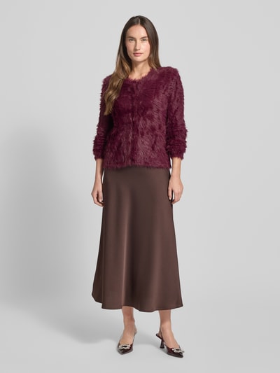 Vero Moda Regular Fit Strickjacke in Kunstfell-Optik Modell 'FLUFFY' Bordeaux 1