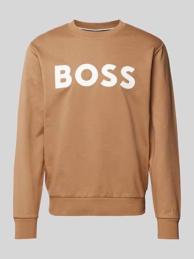 BOSS Sweatshirt mit Label-Print Modell 'Soleri' Beige 2