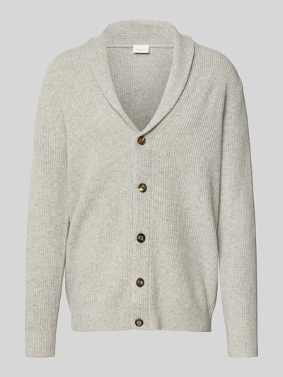 Profuomo Kardigan wełniany z szalowym kołnierzem Jasnoszary 2