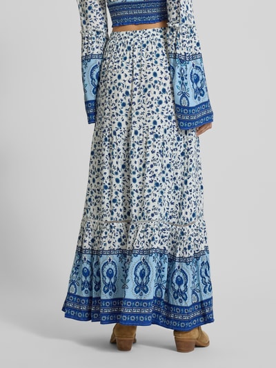 Apricot Maxirock aus Viskose mit Stufen-Look Blau 5