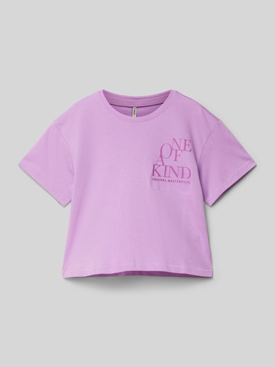 Only Regular Fit T-Shirt aus reiner Baumwolle Modell 'LEONA LIFE' Violett 1