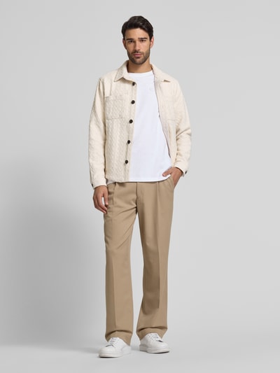 Profuomo Regular Fit Hemdjacke mit Strukturmuster Offwhite 1