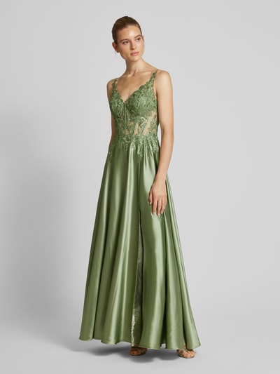 Luxuar Abendkleid mit Spitzenbesatz Lind 1