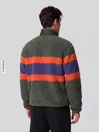 Polo Ralph Lauren Teddyjacke mit kontrastierender Brusttasche Oliv 5