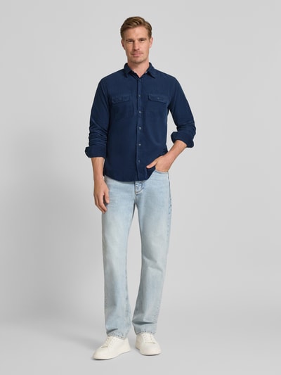 OLYMP Level Five Regular fit ribcordoverhemd met kentkraag Marineblauw - 1