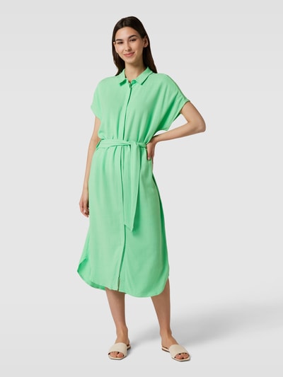 Object Midi-jurk van een mix van viscose en linnen, model 'ADIL' Groen - 4