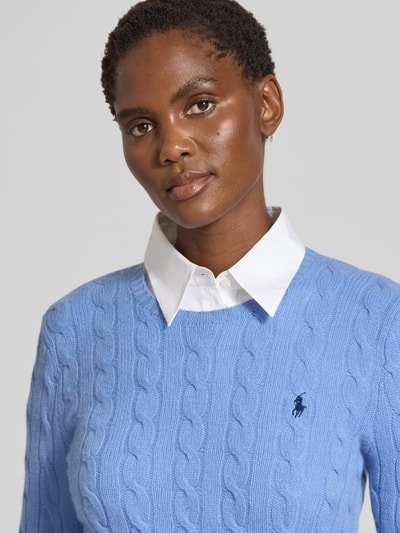 Polo Ralph Lauren Sweter z dzianiny z mieszanki wełny i kaszmiru model ‘JULIANNA’ Błękitny 3