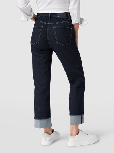 Cambio Straight fit jeans met studs, model 'PARIS' Donkerblauw - 5