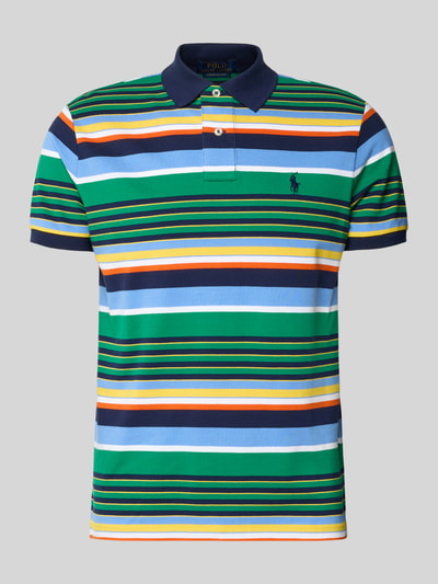 Produktfoto, Slim Fit Poloshirt aus reiner Baumwolle von Polo Ralph Lauren, mehrfarbig, Gestreift, Piqué, Logo-Detail, Polokragen, Kurzarm.