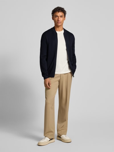 Christian Berg Men Slim fit gebreid jack met opstaande kraag Marineblauw - 1