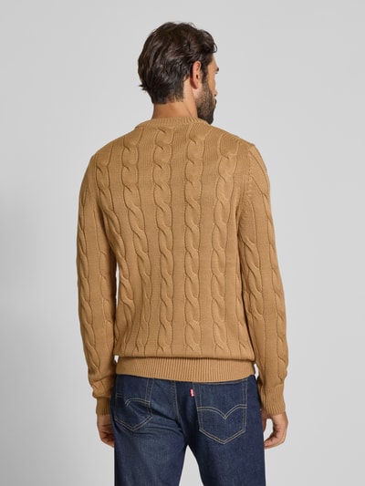 Matinique Gebreide pullover met kabelpatroon en ronde hals Camel - 5
