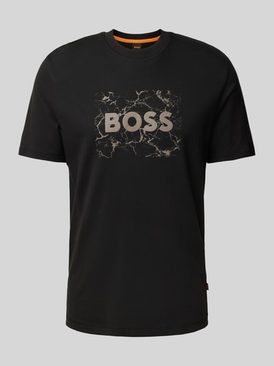 BOSS Orange T-shirt z nadrukiem z logo Czarny 2