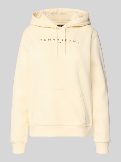 Produktfoto, Regular Fit Hoodie aus Baumwoll-Mix von Tommy Jeans, efekt: jednolity kolor, nadruk z logo, mieszanka bawełny, dzianina dresowa