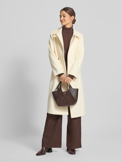 Max Mara Studio Płaszcz o kroju regular fit z czystej żywej wełny model ‘BCOLLAG’ Biały 1