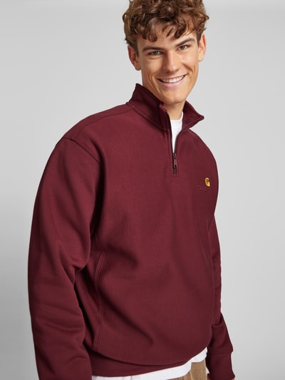 Carhartt Work In Progress Sweatshirt mit Troyer-Kragen Modell 'AMERICAN SCRIPT' Bordeaux 3