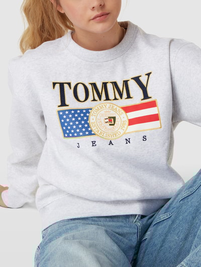 Tommy Jeans Sweatshirt mit Label-Stitching Hellgrau meliert 3