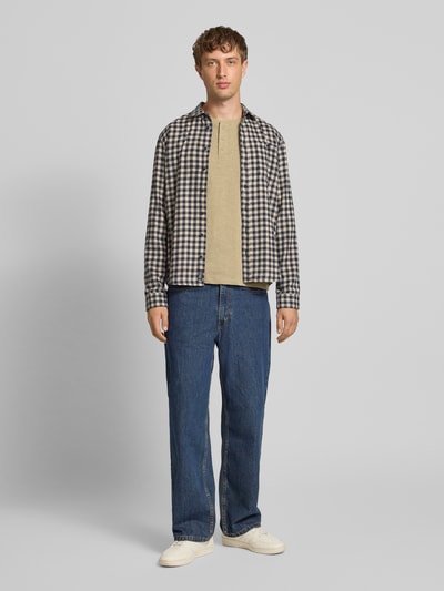 Blend Bluzka z długim rękawem i krótką listwą guzikową model ‘BRAT’ Beżowy 1