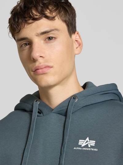 Alpha Industries Hoodie met logo en kangoeroezak Lichtblauw - 3