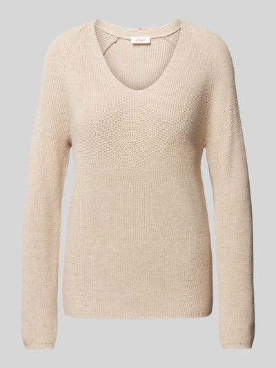 s.Oliver RED LABEL Regular Fit Strickpullover mit V-Ausschnitt und Raglan-Ärmeln Beige 2