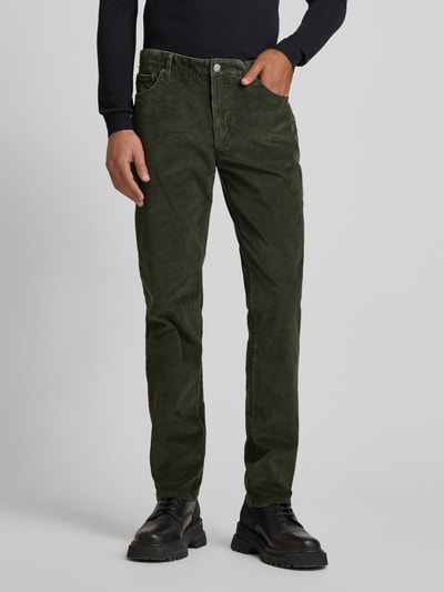 Tommy Hilfiger Straight leg corduroy broek in 5-pocketmodel, model 'DENTON' Olijfgroen - 4