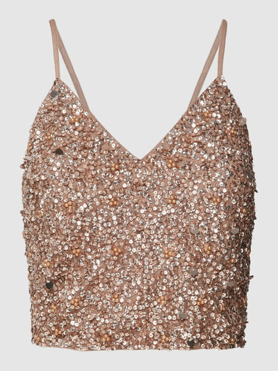 LACE & BEADS Korte top met pailletten Mauve - 2