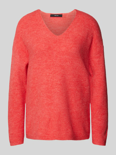 Vero Moda Regular Fit Strickpullover in Melange Modell 'CREWLEFILLE' Rot 2