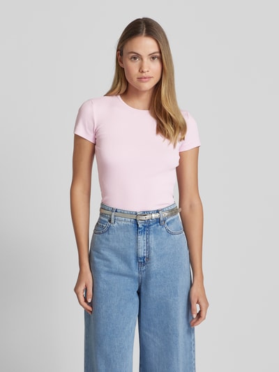 Vero Moda T-shirt o kroju regular fit z prążkowaniem model ‘CHLOE’ Różowy 4