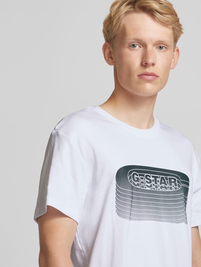 G-Star Raw T-Shirt mit geripptem Rundhalsausschnitt Weiss 3