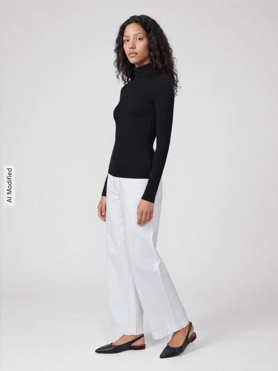 Weekend Max Mara Slim Fit Langarmshirt aus Viskose-Mix Modell 'MULTIF' Black 1